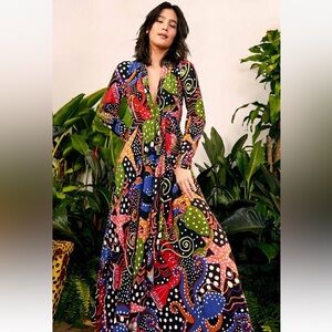 FARM Rio Colorful Long Sleeve Maxi Dress
